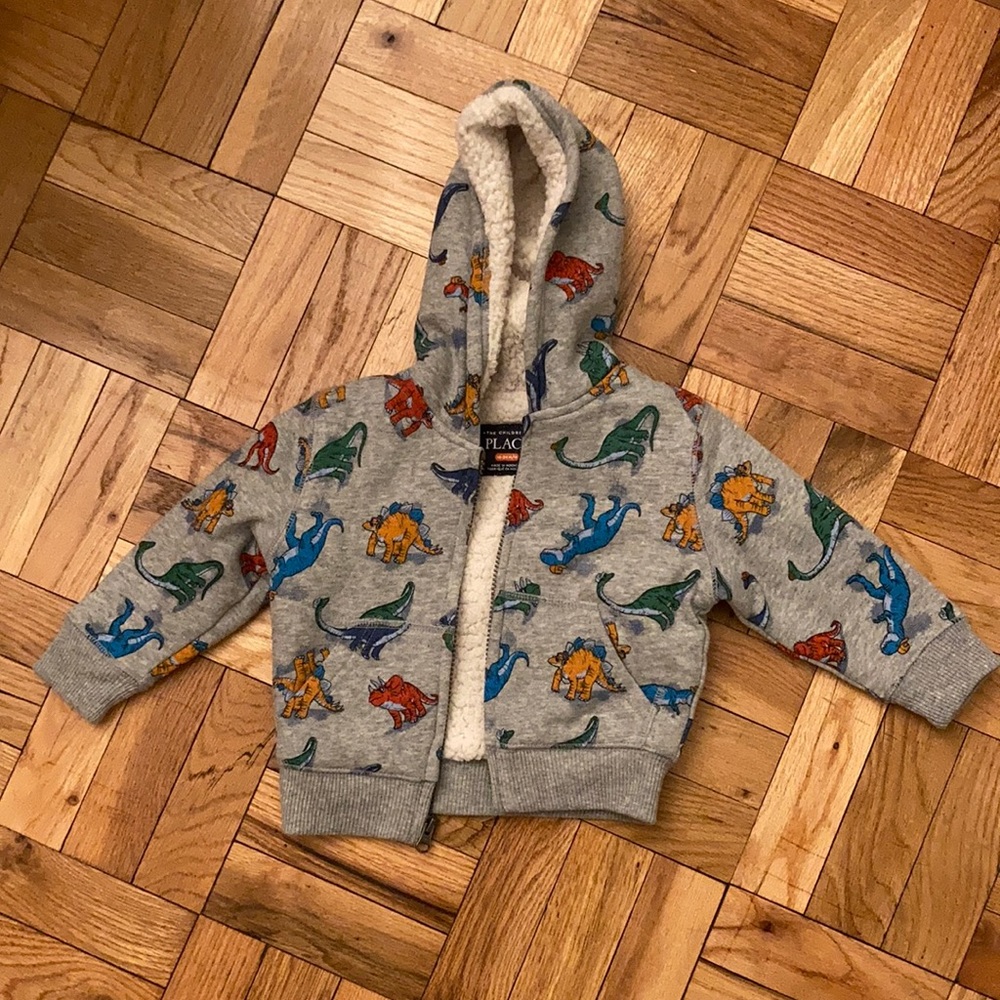 Childrens Place Sherpa Dinosaur Hoodie